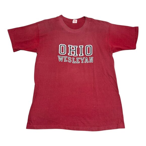 Vintage 70s 80s‎ Ohio Wesleyan University Faded Red Shirt Adult Large - Picture 1 of 7